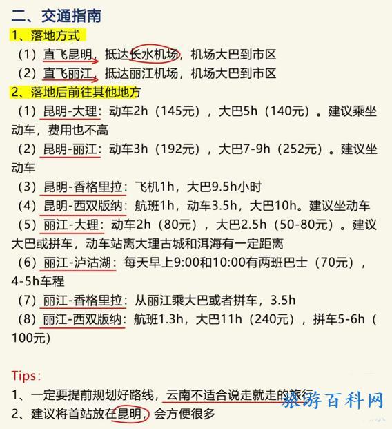 云南旅游最佳路线